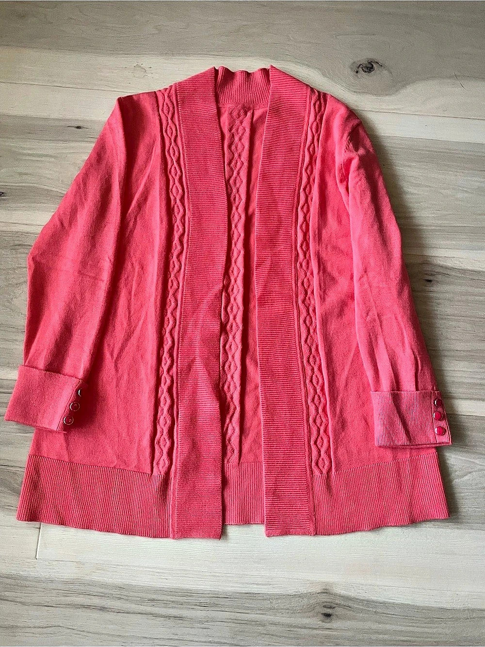 Cable Knit Cardigan in coral